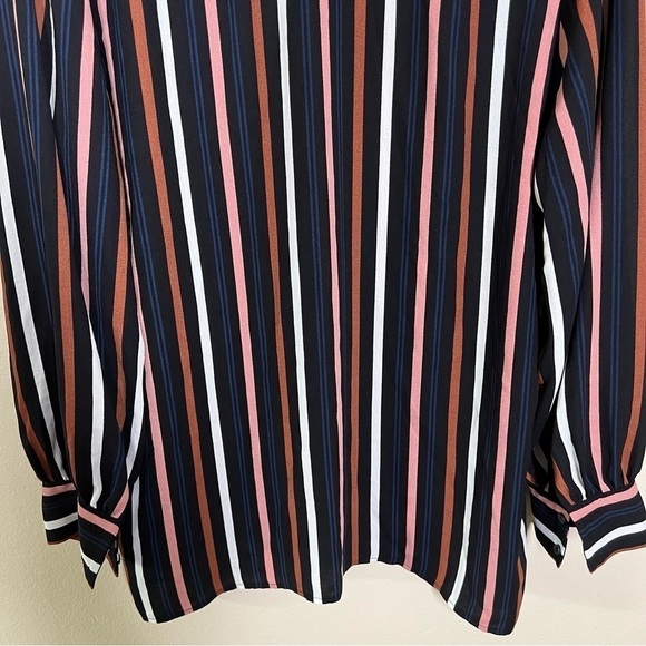 Halogen Womens Black Multicolor Stripe Button Up Blouse Shirt Size XL - Picture 7 of 10